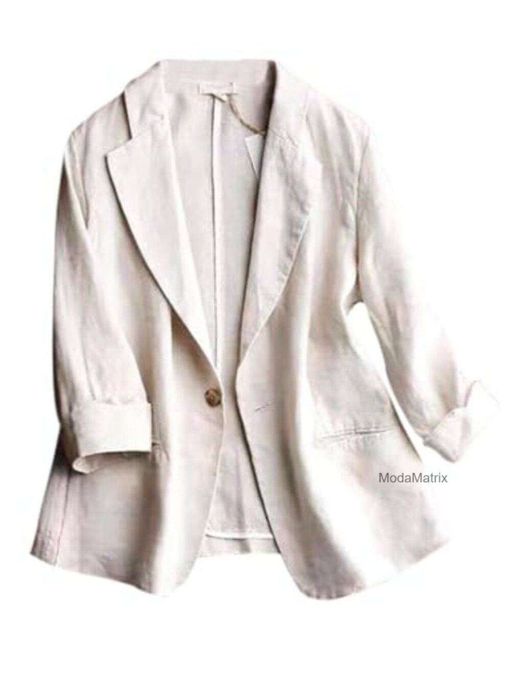 Linen Blazer Women 3/4 Sleeve Lightweight Spring Summer Business Casual